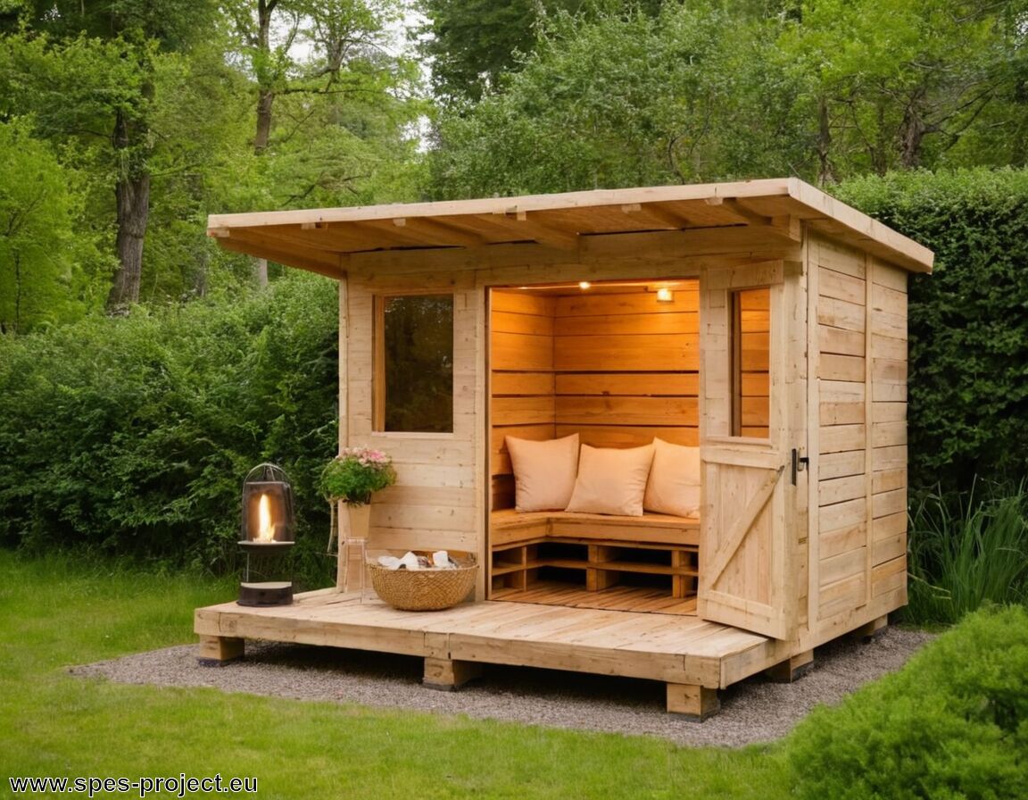 Outdoor-Bereich rund um die Sauna planen   - Sauna aus Paletten bauen » Nachhaltig und kreativ umsetzen  